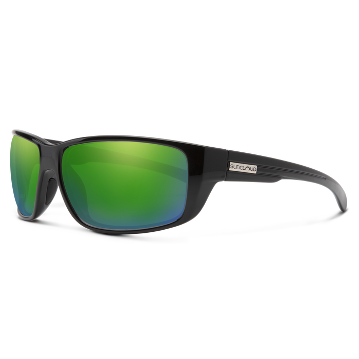 Milestone Sunglasses | Black with Polarized Green Mirror Lenses