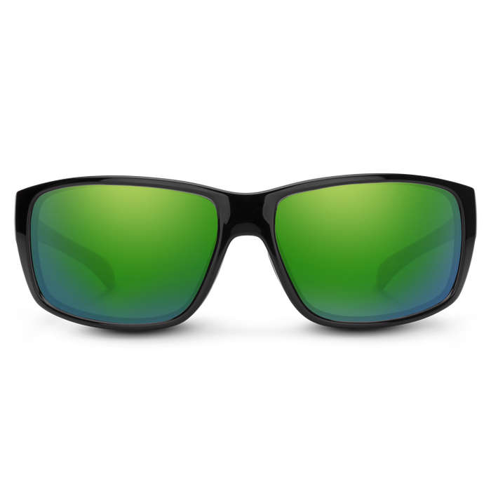Milestone Sunglasses | Black with Polarized Green Mirror Lenses
