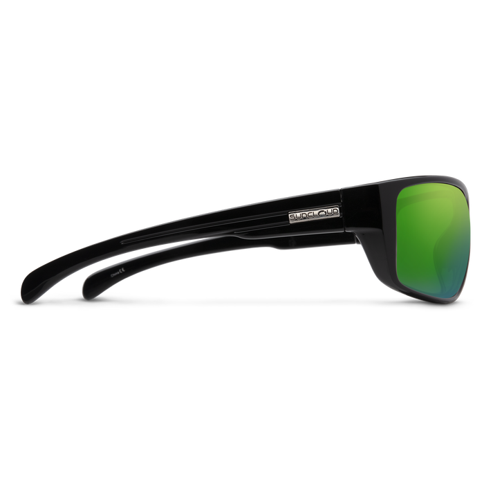 Milestone Sunglasses | Black with Polarized Green Mirror Lenses