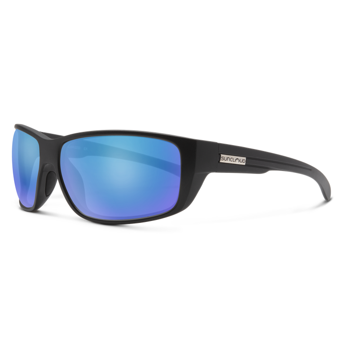 Milestone Sunglasses | Matte Black with Polarized Blue Mirror Lenses