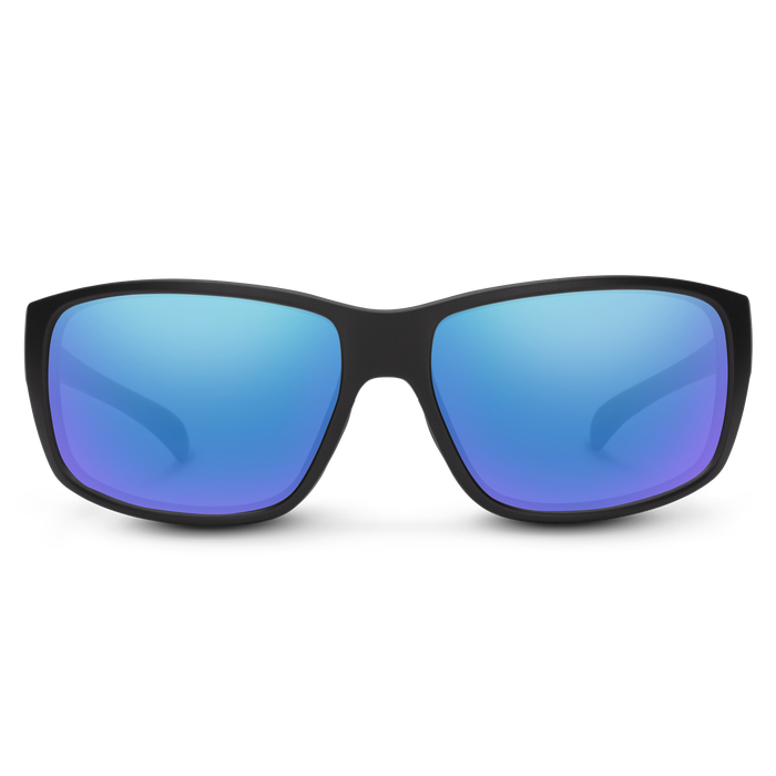 Milestone Sunglasses | Matte Black with Polarized Blue Mirror Lenses