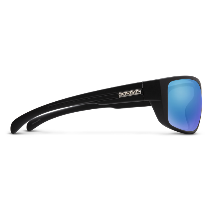 Milestone Sunglasses | Matte Black with Polarized Blue Mirror Lenses