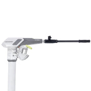 Side view of a grey and black tiller extension handle with a Newport logo on the side on a white background.