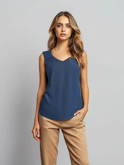 Women's Sleeveless Crinkle Swing Top | Ensign