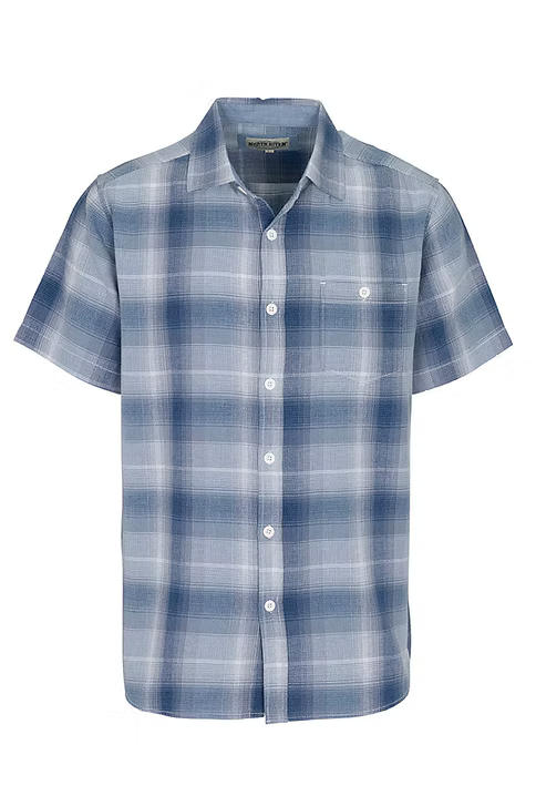 Men's Indigo Dyed Plaid Short Sleeve Shirt | Horizon