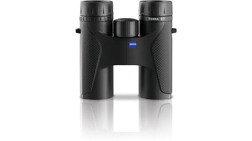 A black pair of binoculars on a white background