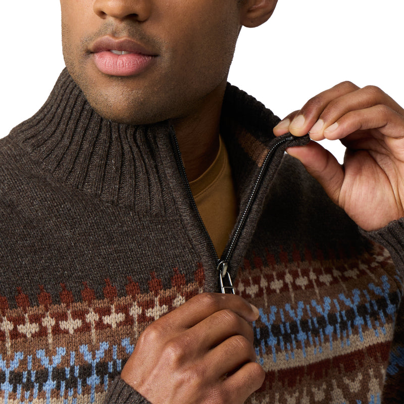 Men's Arch Rock 1/4 Zip | Turkish Coffee Heather Kirkwood Print