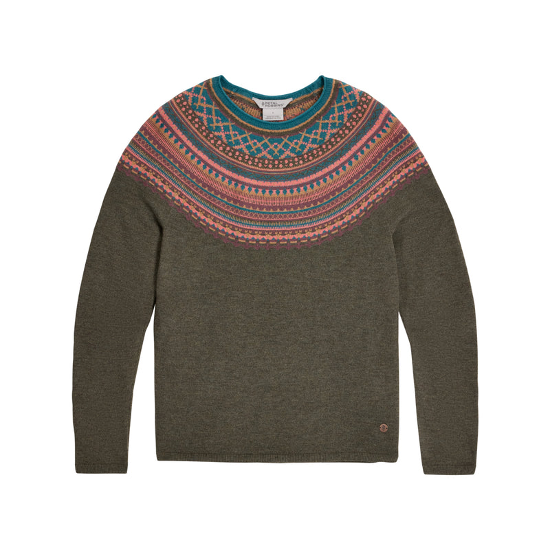 Women's Westland Fairisles Crew | Everglade Heather Manzanita Print