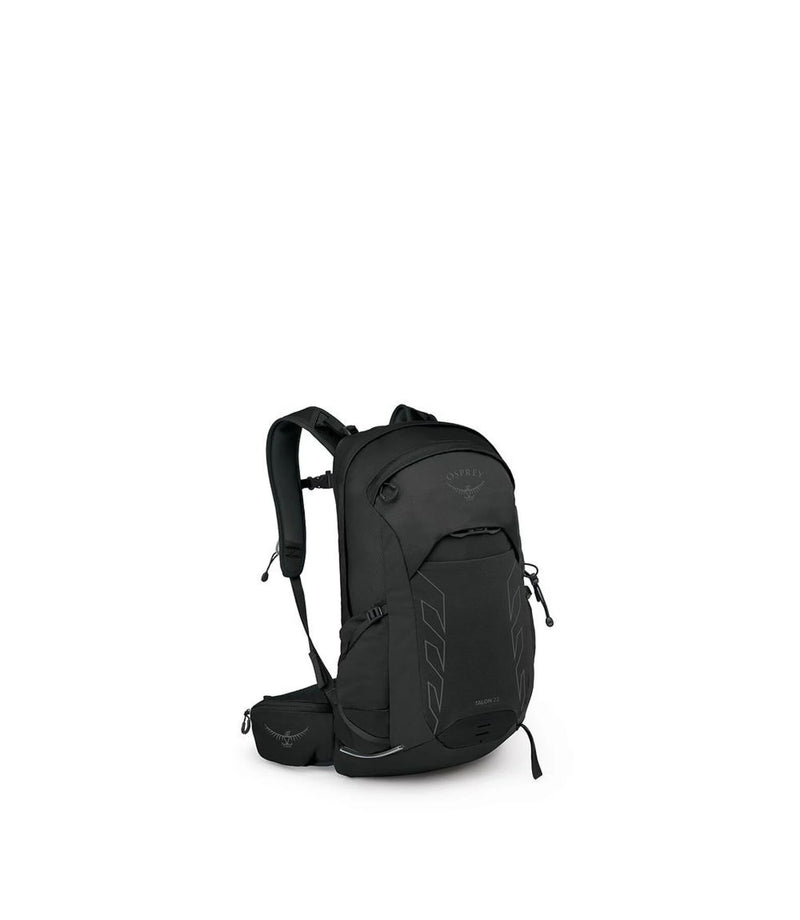 Black/Coal Grey Osprey Talon 22 backpack on a white background