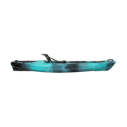 Turquoise kayak on a white background