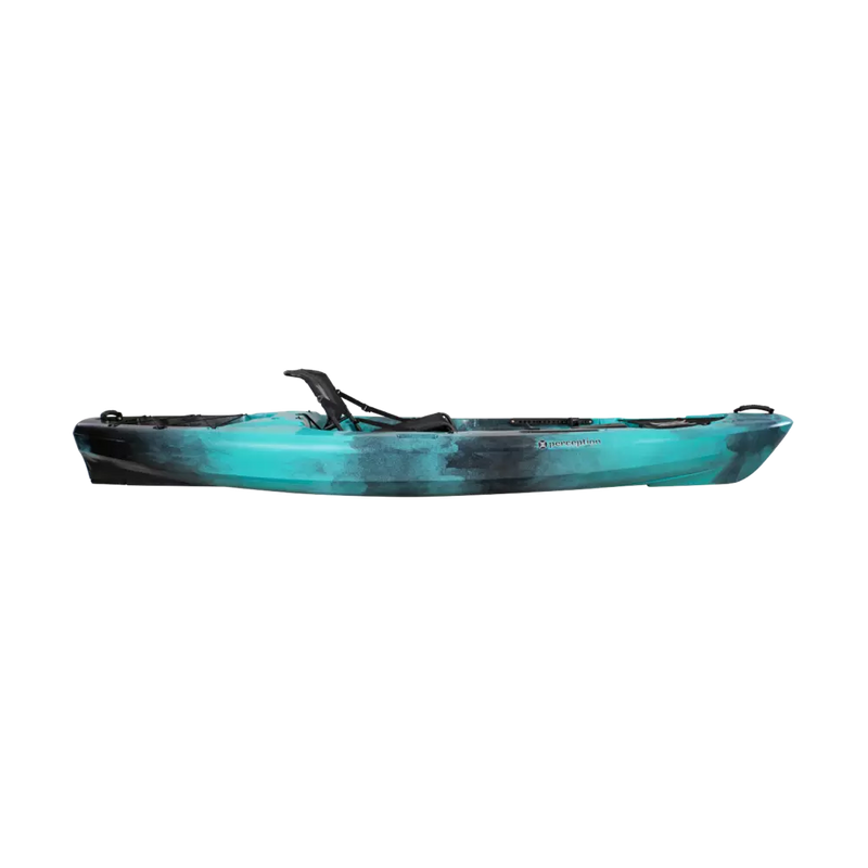 Turquoise kayak on a white background