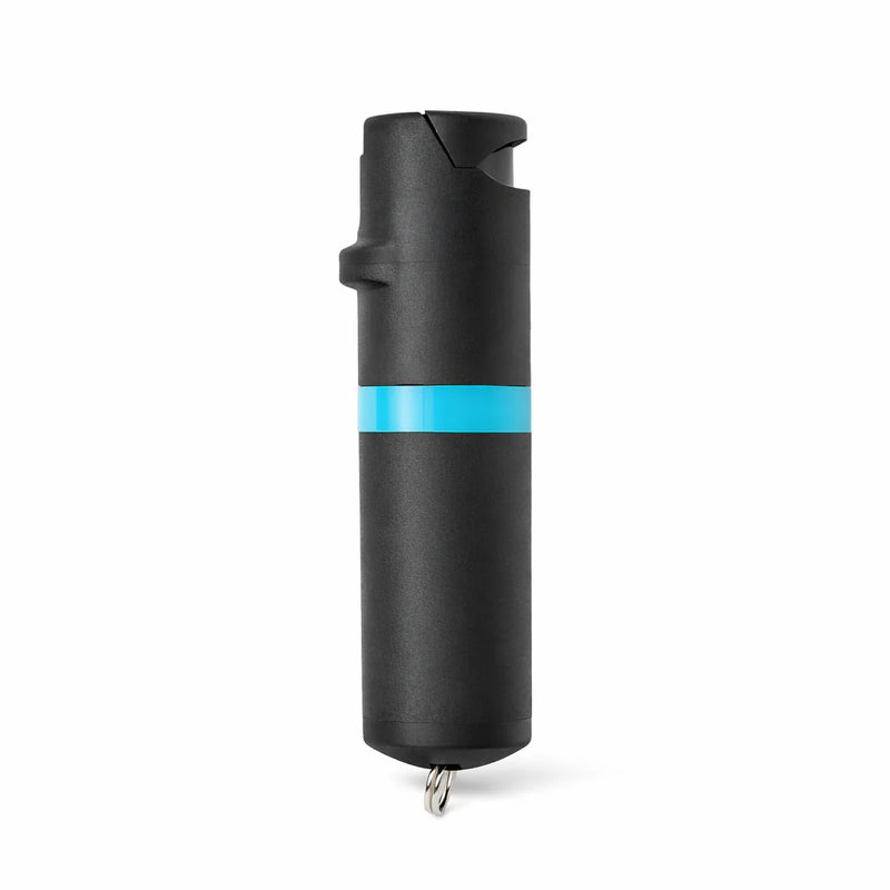 A black pepper spray container on a white background
