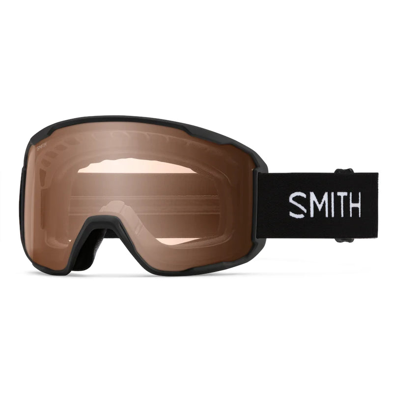 Smith snow goggles with brown lens on a white background