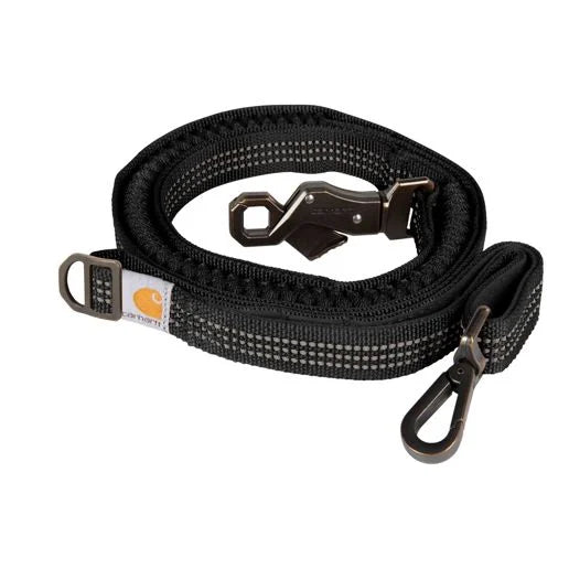 A black dog leash on a white background