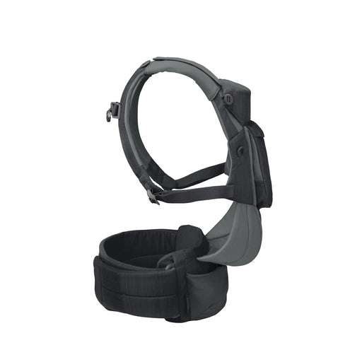 Black and gray baby carrier on a white background