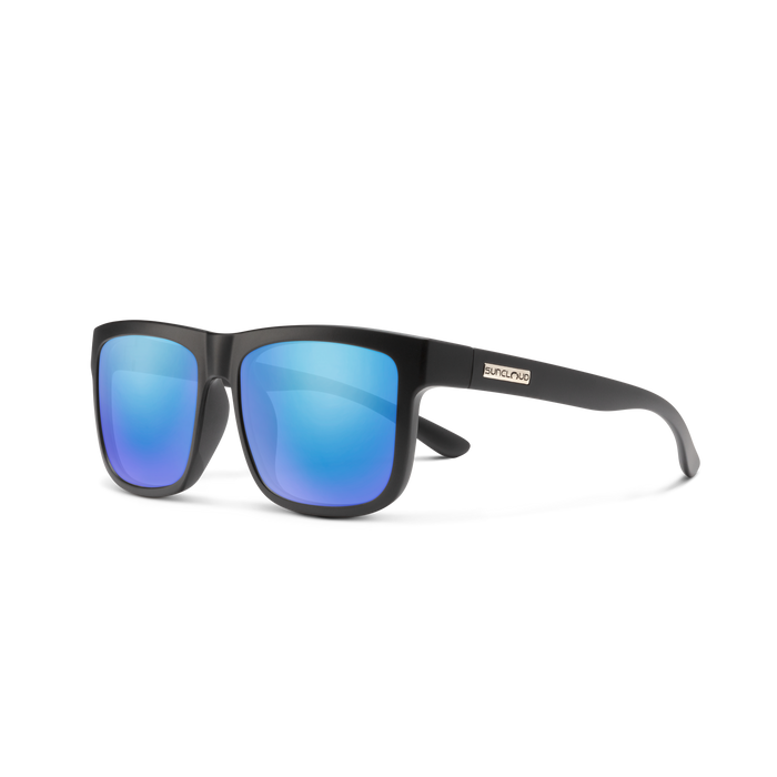Quiver Sunglasses |  Matte Black with Polarized Blue Mirror Lenses
