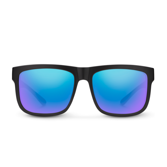 Quiver Sunglasses |  Matte Black with Polarized Blue Mirror Lenses