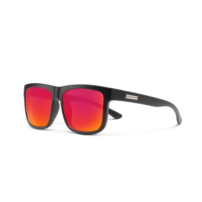 Quiver Sunglasses | Matte Black with Polarized Red Mirror Lenses