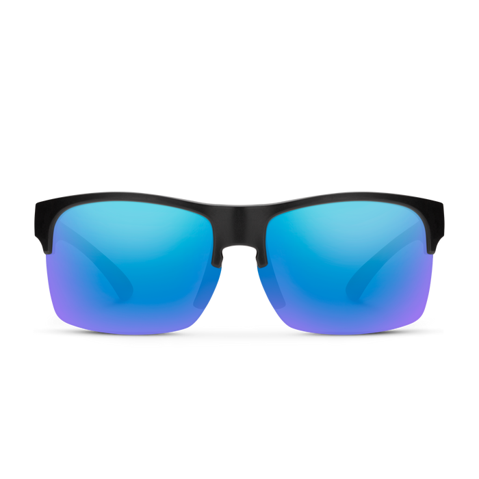 Rambler Lite Sunglasses | Matte Black with Polarized Blue Mirror Lenses