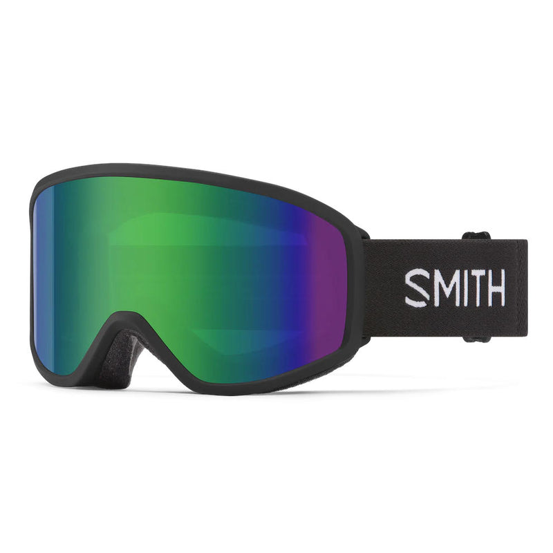 Smith goggles with green lens on a white background