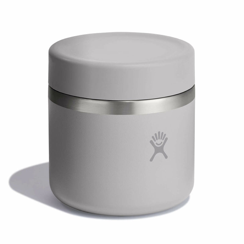 Light gray Hydro Flask food jar against a white background. 