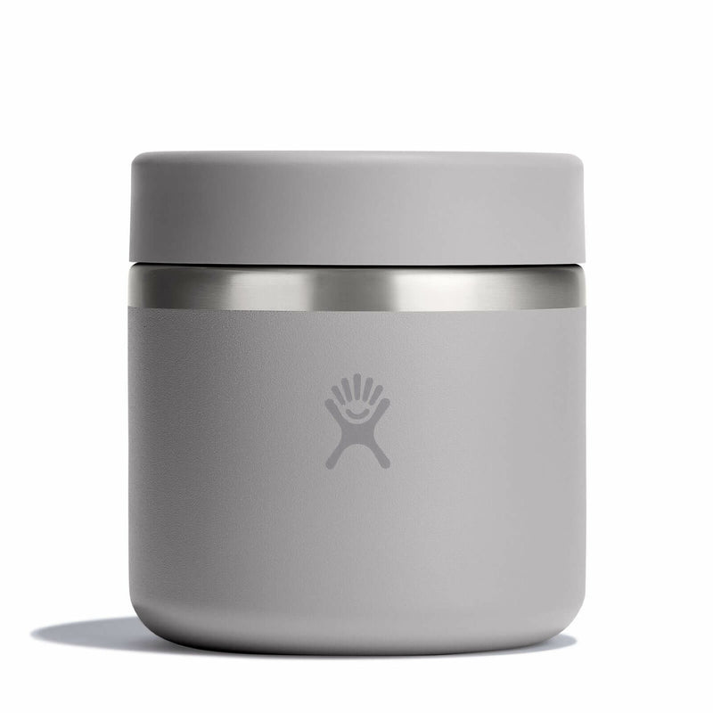 Light gray Hydro Flask food jar against a white background. 