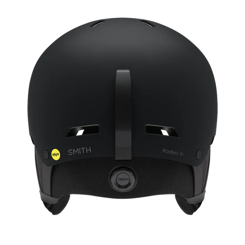 Black helmet with Smith logo on a white background