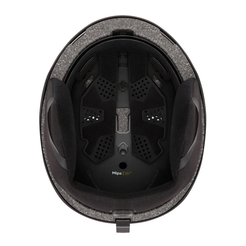 Black helmet interior with MIPS technology label on a white background