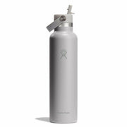 Birch grey Hydro Flask bottle with straw cap on a white background