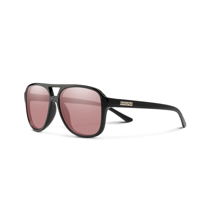 Sandy Sunglasses | Black with Polarized Low Light Rose Lenses