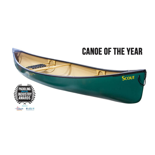 Green canoe with 'Scout' branding on a white background