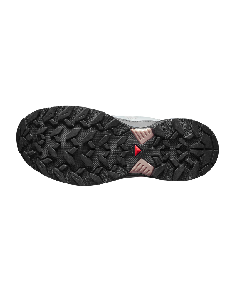 Close-up of a shoe sole with tread pattern on a white background
