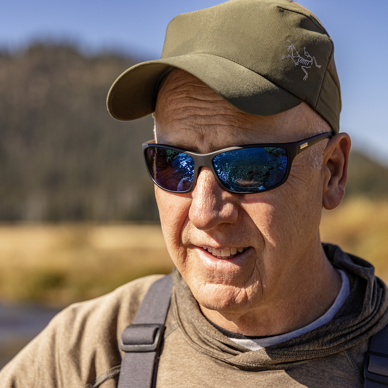 Sentry Sunglasses | Matte Black with Polarized Blue Mirror Lenses