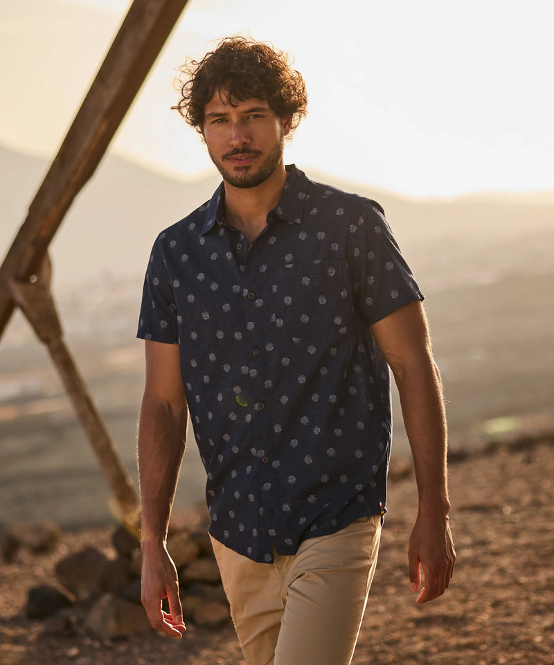 Men's Newar Peacock Short Sleeve Shirt | Rathee Blue