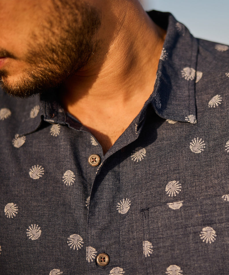 Men's Newar Peacock Short Sleeve Shirt | Rathee Blue