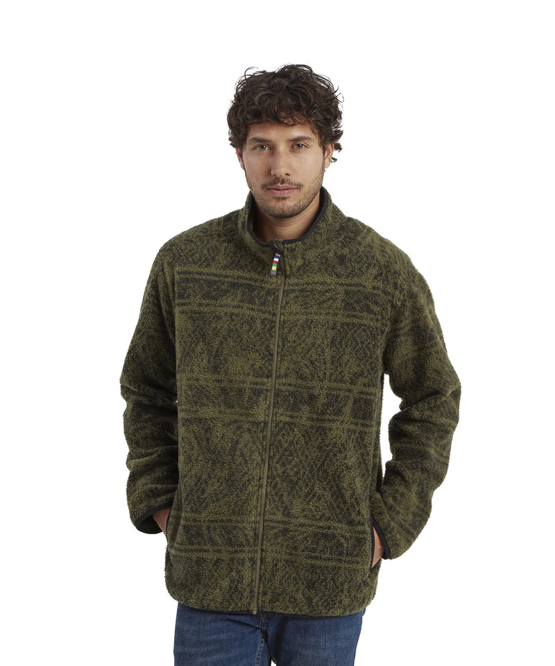 Men's Uddesya Eco Sherpa Fleece Jacket | Evergreen Topo