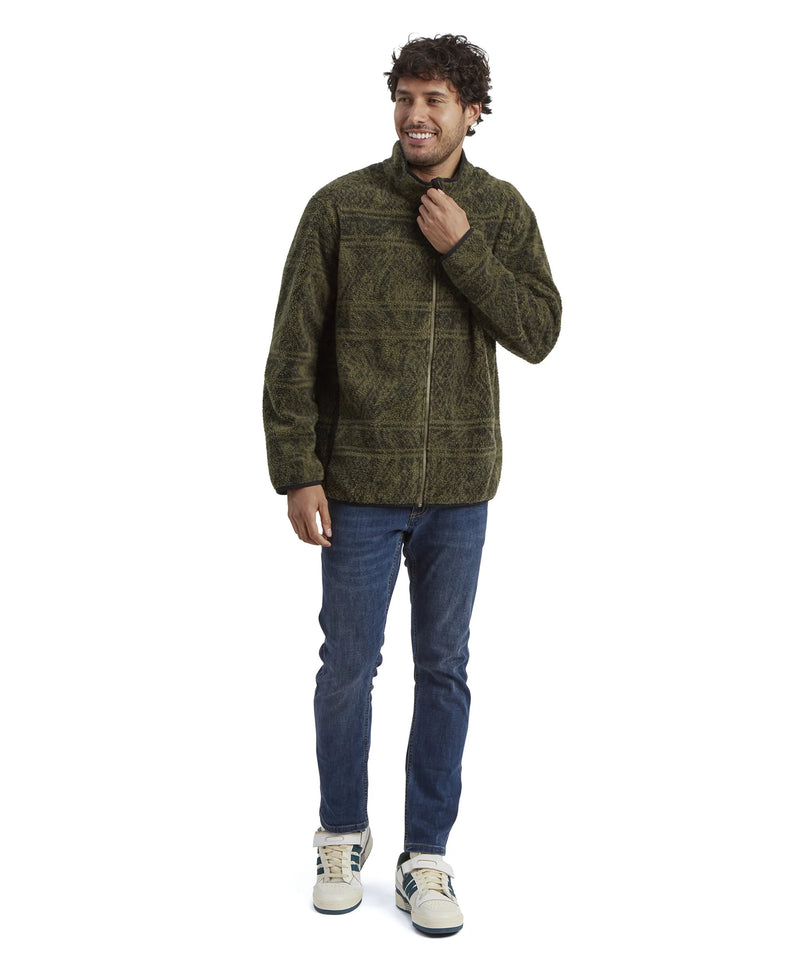 Men's Uddesya Eco Sherpa Fleece Jacket | Evergreen Topo