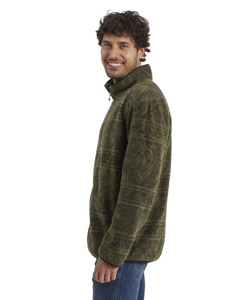 Men's Uddesya Eco Sherpa Fleece Jacket | Evergreen Topo