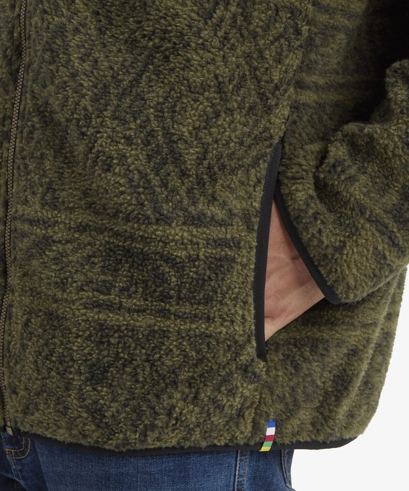 Men's Uddesya Eco Sherpa Fleece Jacket | Evergreen Topo
