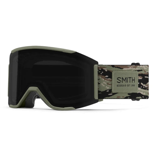 Smith goggles with a camouflage strap on a white background