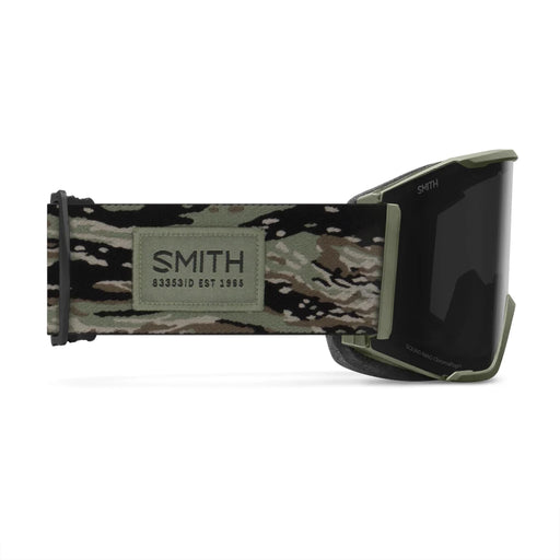 Camouflage goggles with Smith logo on a white background