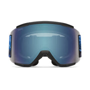 Smith goggles with blue reflective lens on a white background