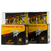 Two boxes of Slick Trick Standard 100 SS cutting caliber arrows shown side by side on a plain white background.