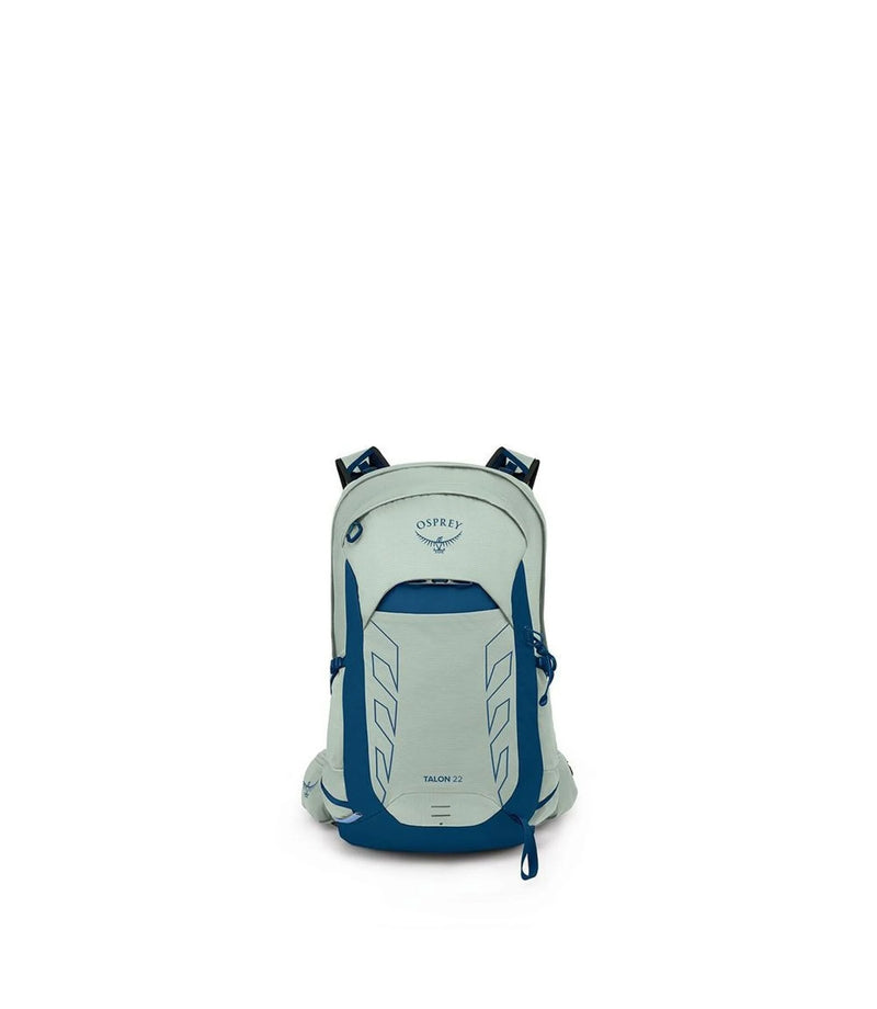 Frosty Mint Green and Night Shift Blue  Osprey Talon 22 backpack on a white background