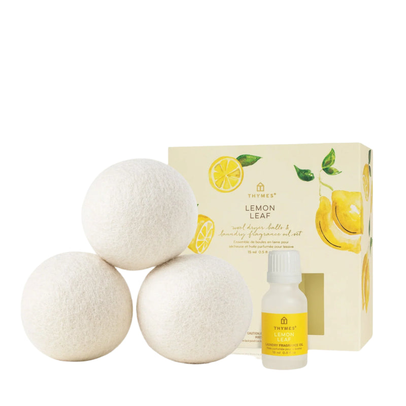 Lemon Leaf Wool Dryer Balls & Laundry Fragrance Oil Set
