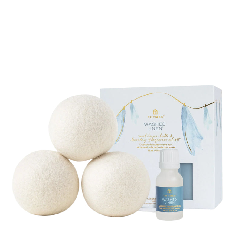 Washed Linen Wool Dryer Balls & Laundry Fragrance Oil Set