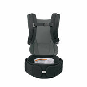 Gray baby carrier with straps on a white background