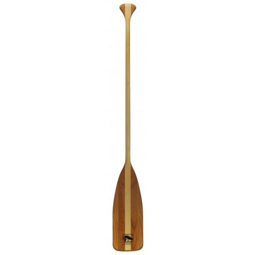 Wooden canoe paddle on a white background.
