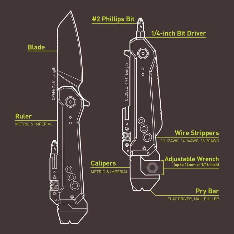SMARTKNIFE WR 8-in-1 Multitool Knife | Black