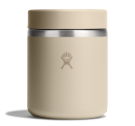 Oat tan water bottle with a Hydroflask logo on it on a white background.